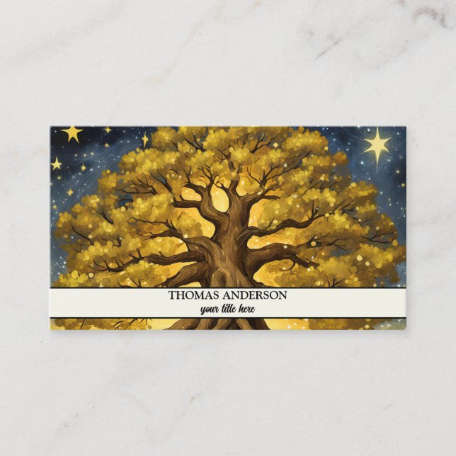 Modern Personalized Tree of Life - Colourful Leave Business Card (Front)