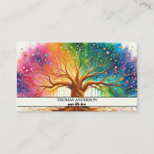 Modern Personalized Tree of Life - Colourful Leave Business Card