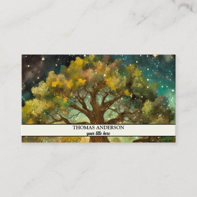 Modern Personalized Tree of Life - Colourful Leave Business Card (Front)