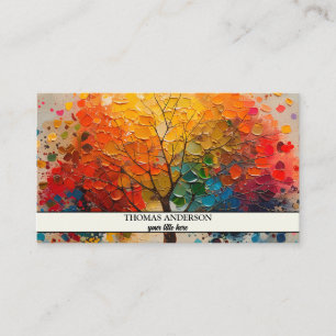 Modern Personalized Tree of Life - Colourful Leave Business Card