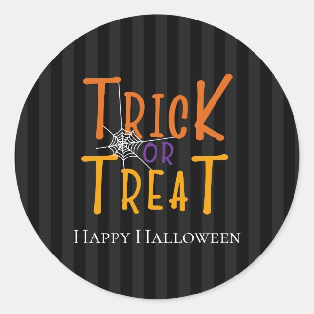  Modern Personalized Trick or Treat Monogram  Classic Round Sticker (Front)