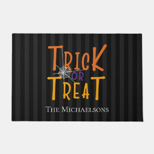 Modern Personalized Trick or Treat Monogram Doormat