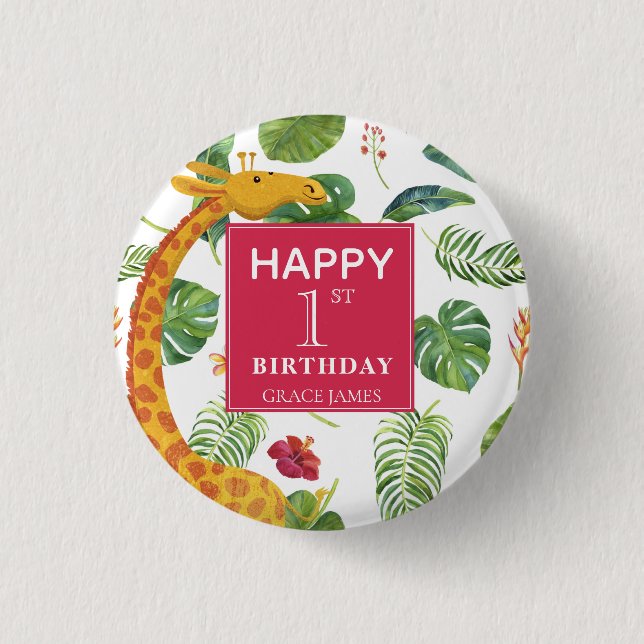 Modern Personalized Tropical  1 Inch Round Button (Front)