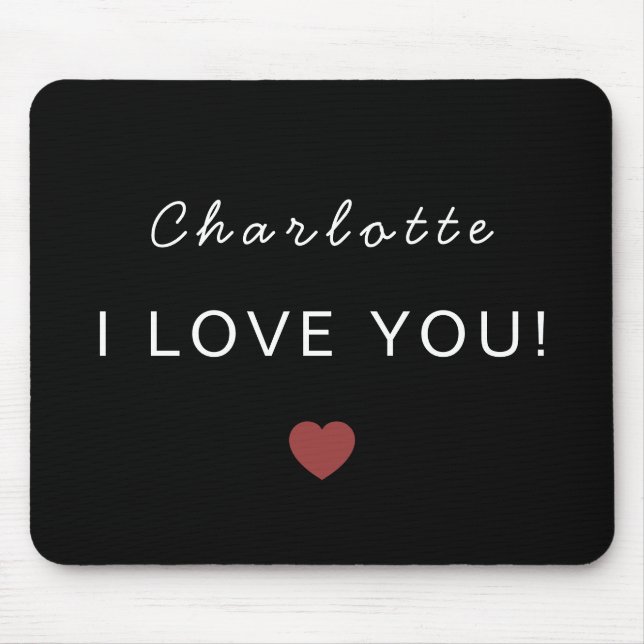 Modern Personalized Valentine Mouse Pad (Front)