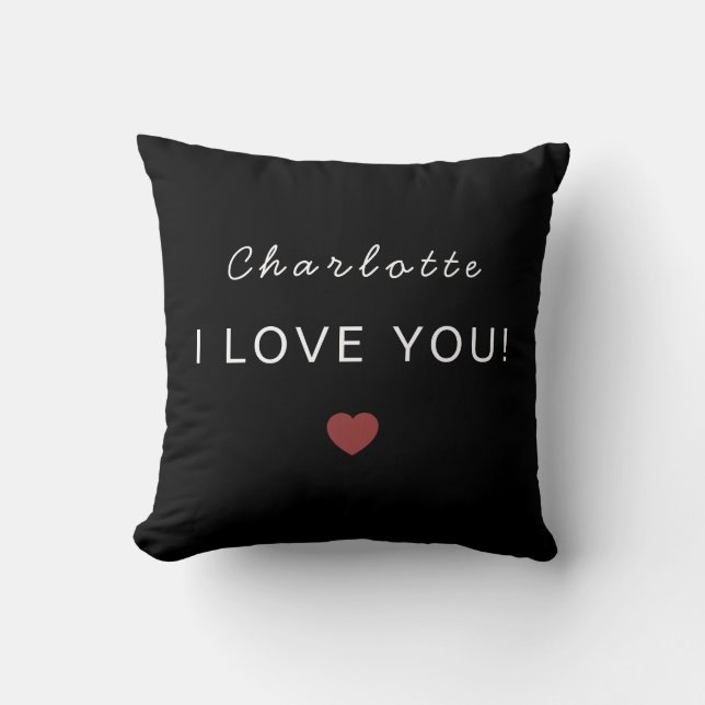 Modern Personalized Valentine Pillow – I Love You (Front)