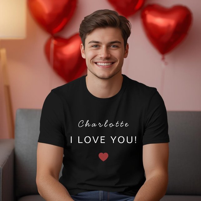 Modern Personalized Valentine T-Shirt – I Love You (Créateur téléchargé)