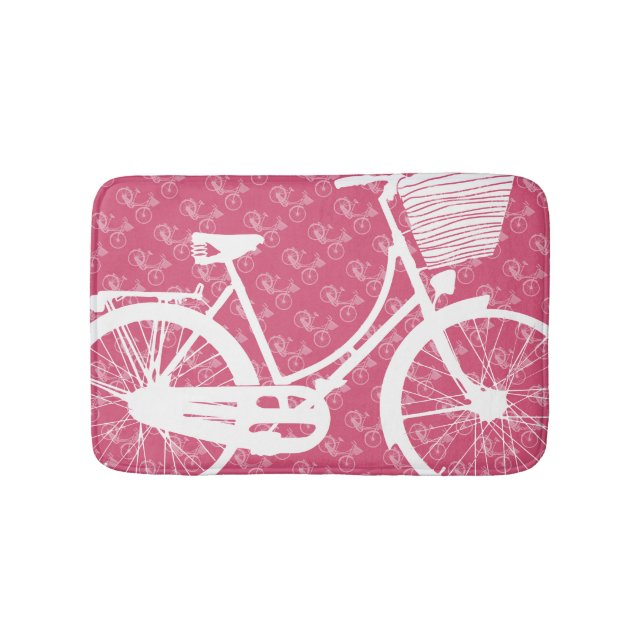 Modern Personalized Vintage Bicycle Bath Mat (Front)