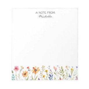 Modern Personalized Watercolor Wildflower Floral   Notepad