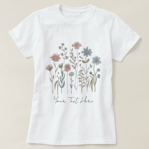 Modern Personalized Watercolor Wildflower Floral T-Shirt