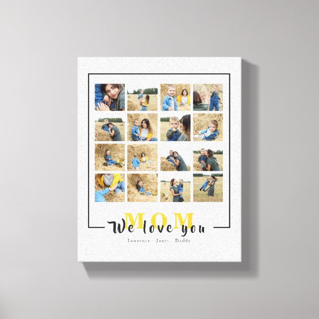 Modern Personalized We Love You Mom Photo Collage  Canvas Print (Front)