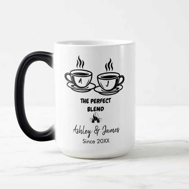Modern Personalized Wedding Anniversary Gift Magic Mug (Left)