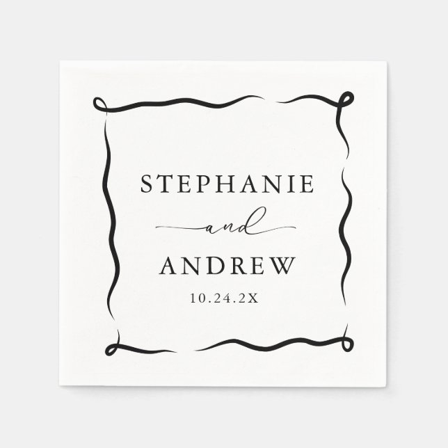  Modern Personalized Wedding Cocktail Napkins (Front)