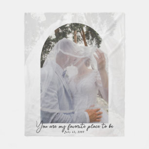 Modern Personalized Wedding Couple Photo Blanket