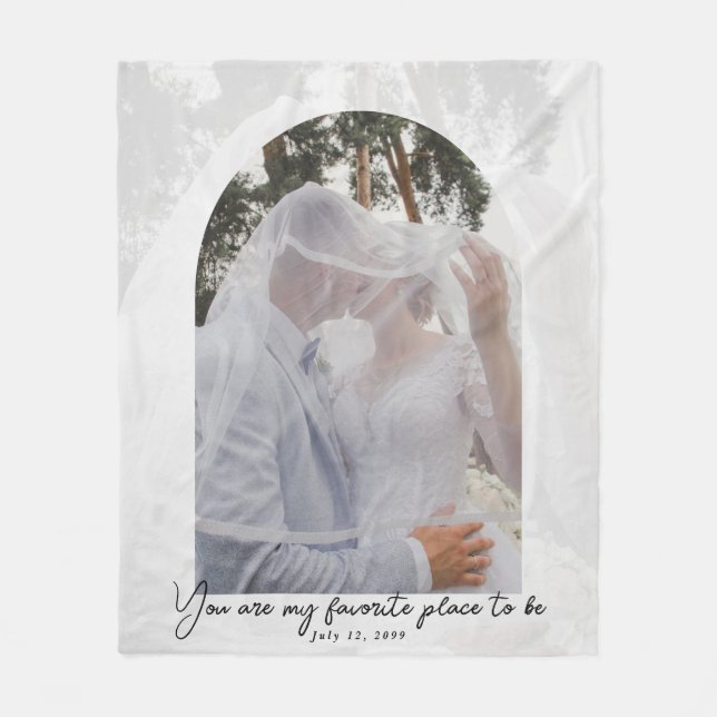 Modern Personalized Wedding Couple Photo Blanket (Front)