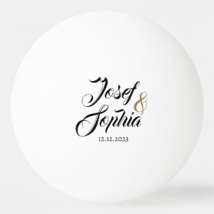 Modern Personalized Wedding Favour Couple Name Dat Ping Pong Ball