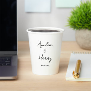 Modern Personalized Wedding Party Monograms Paper Cups