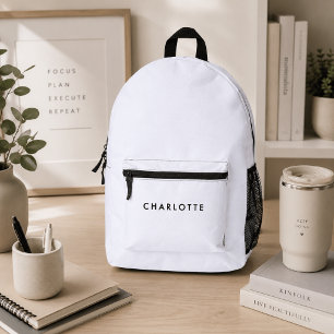Modern Personalized White Name Backpack