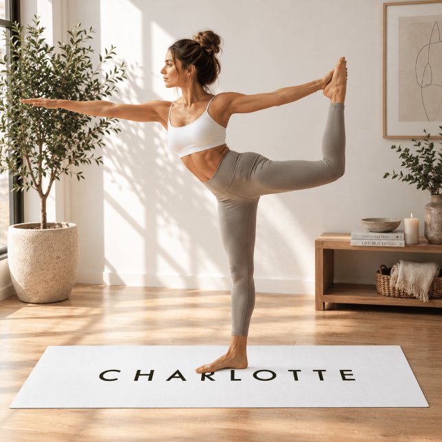 Modern Personalized White Name Yoga Mat (Creator Uploaded)