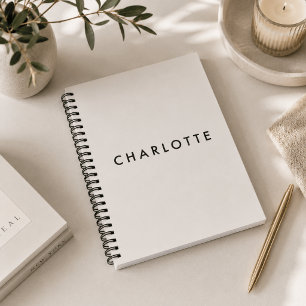Modern Personalized White Spiral Notebook