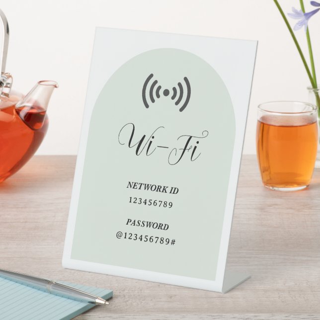 Modern Personalized WIFI Password and Network Pedestal Sign (In SItu)