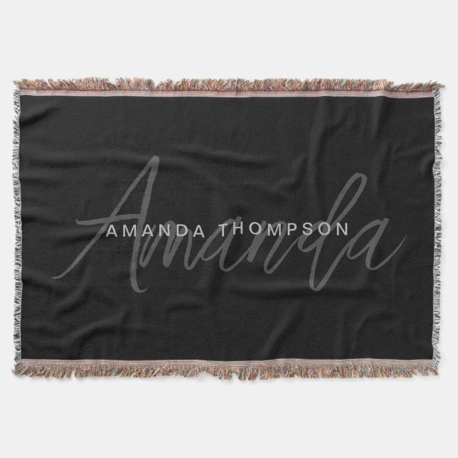 Modern Personalized With Name Monogram Throw Blanket (Front)