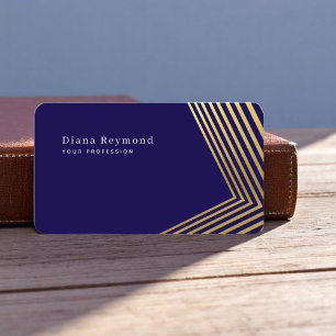 Modern Perspective Lines Blue Business Card