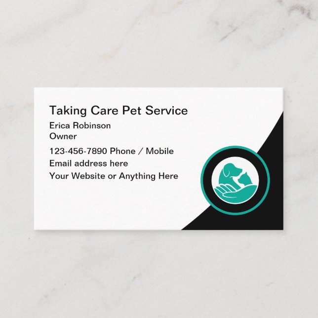 Modern Pet Care Service Business Cards  (Front)