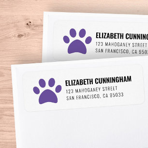 Modern Pet Dog Paw Print Return Address