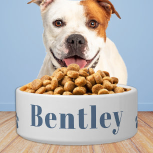 Modern Pet Dog Personalized Dusty Blue Food Water Bowl
