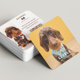 Modern Pet Influencer Two Photo Scannable QR Code2 Square Business Card