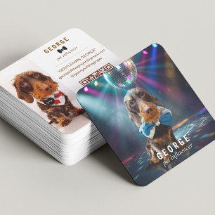 Modern Pet Influencer Two Photo Scannable QR Code Square Business Card