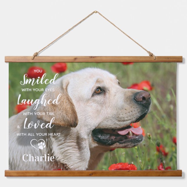 Modern Pet Loss Personalized Photo Dog Memorial Hanging Tapestry (Front)