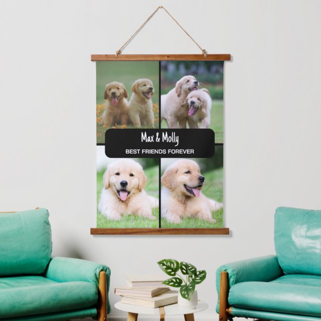 Modern Pet Lover Best Friends Forever Dog Photo Hanging Tapestry (Living Room)