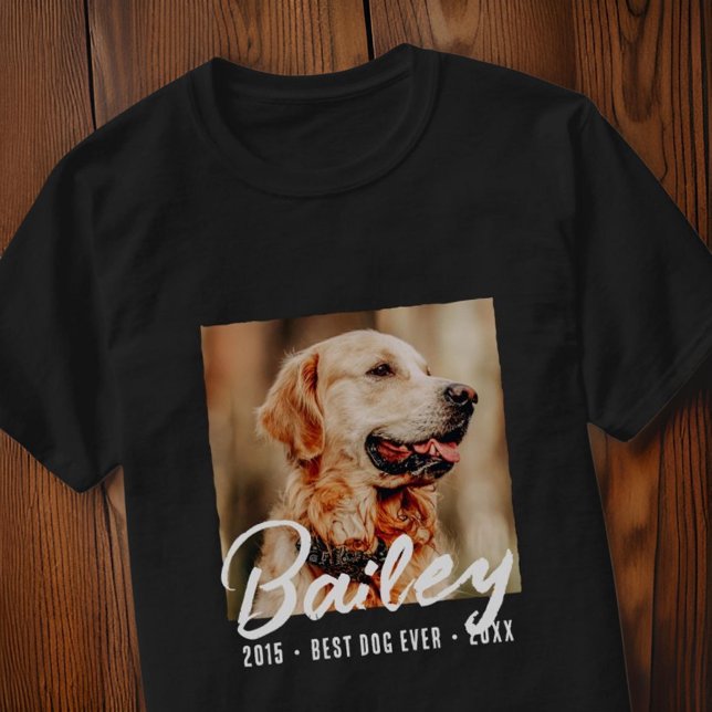 Modern Pet Memorial Best Dog Ever Custom Photo T-Shirt (Creator Uploaded)