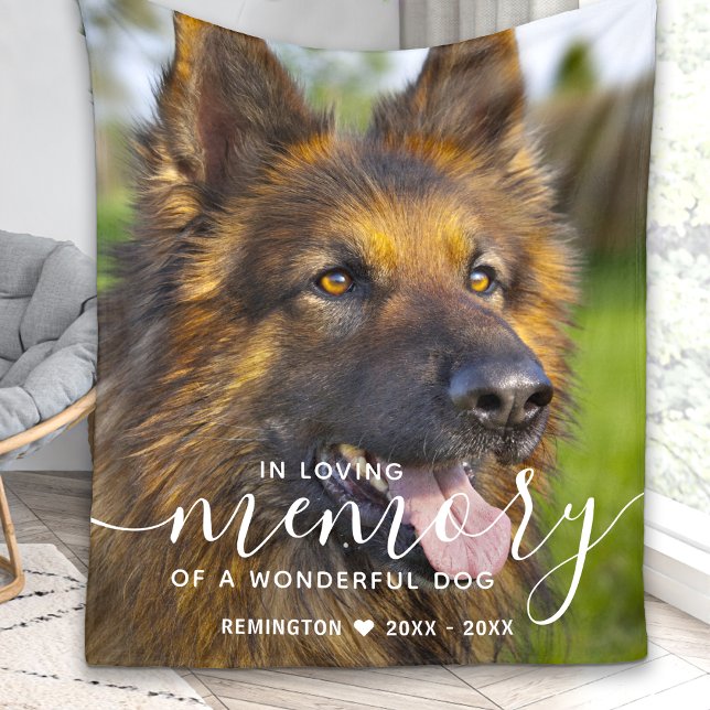 Modern Pet Memorial Personalized In Loving Memory Fleece Blanket (Creator Uploaded)