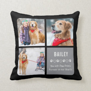 Modern Pet Memorial Pet Loss Gift Photo Collage Throw Pillow