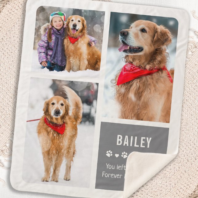 Modern Pet Memorial Photo Collage Sherpa Blanket (Creator Uploaded)