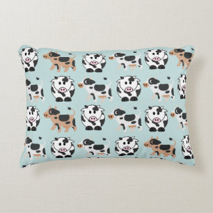 Modern Pet pattern dogs and pigs l Nursery l Blue Accent Pillow