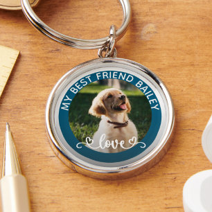 Modern Pet Photo Dog Lover Personalized Keychain