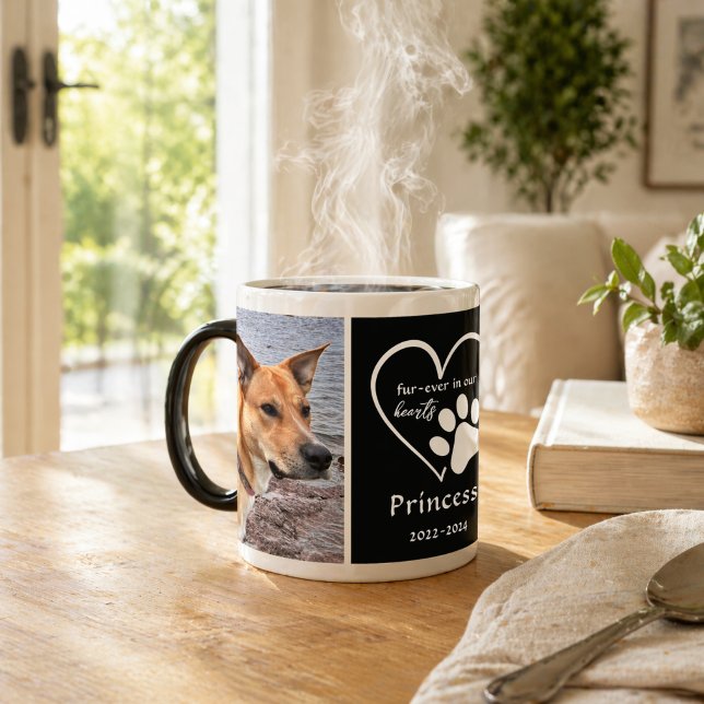 Modern Pet Photo Memory Heart Black White Morphing Magic Mug (Creator Uploaded)