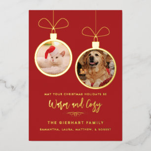 Modern Pet Photos Christmas Holidays Foil Holiday Card