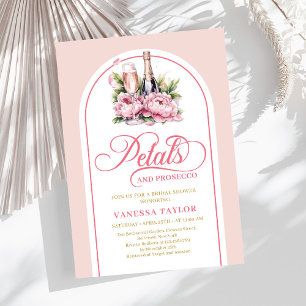 Modern petals and prosecco blush gold shower card