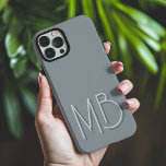 Modern Pewter Grey Monogram Initials Contemporary iPhone 16 Pro Max Case<br><div class="desc">Modern Pewter Grey Monogram Initials Contemporary Phone 16 Pro Max Cases features a your custom personalized monogram in modern script typography. Perfect for family and friends for birthdays,  Christmas,  holidays,  Mother's Day,  Father's Day and more. Designed by ©2024 Evco Holidays www.zazzle.com/store/evcoholidays</div>