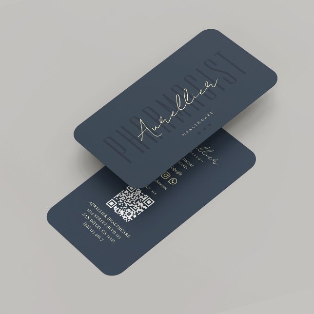 Modern Pharmacist Healthcare Professional Blue Business Card (Modern Pharmacist Healthcare Pharmacy Monogram Professional Blue Business Card
)