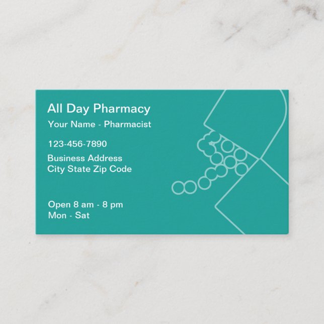 Modern Pharmacy Pharmacist Theme Business Cards (Front)