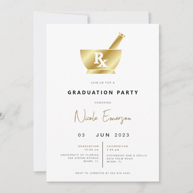 Modern Pharmacy School Graduation Party Invitation (Front)