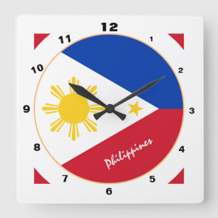 Modern Philippine Flag, Philippines Home / design Square Wall Clock