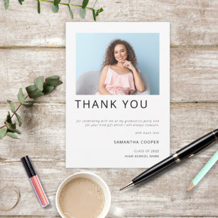 Modern Photo 2022 Graduation White Thank You Card