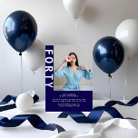 Modern Photo 40th Birthday Invitation – Navy Blue<br><div class="desc">Celebrate in style with this sleek and contemporary photo birthday invitation perfect for your fabulous 40th! With bold white vertical FORTY text and a deep navy background, this invite blends elegance and personal flair — made complete with a custom photo to showcase the guest of honour. Perfect for classy soirées,...</div>