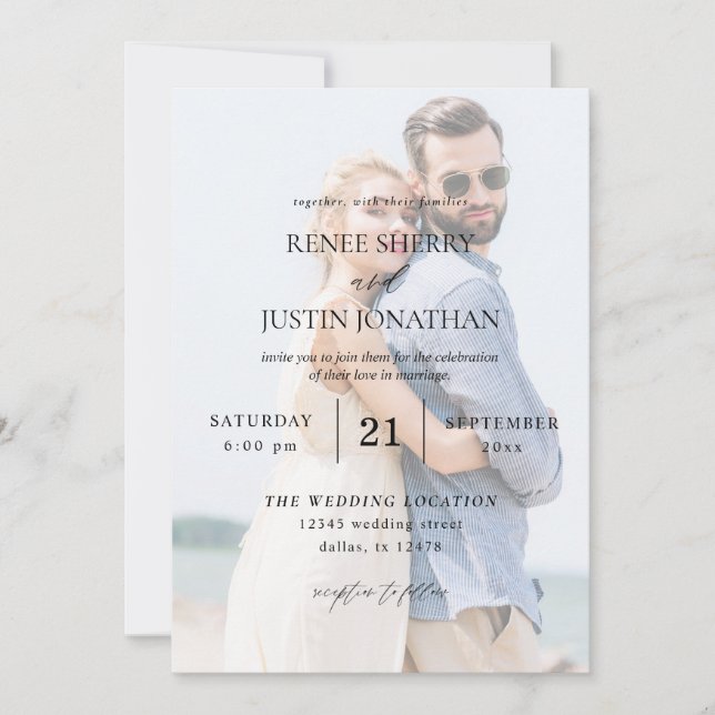 Modern Photo 5 Vertical Wedding Invitation (Front)